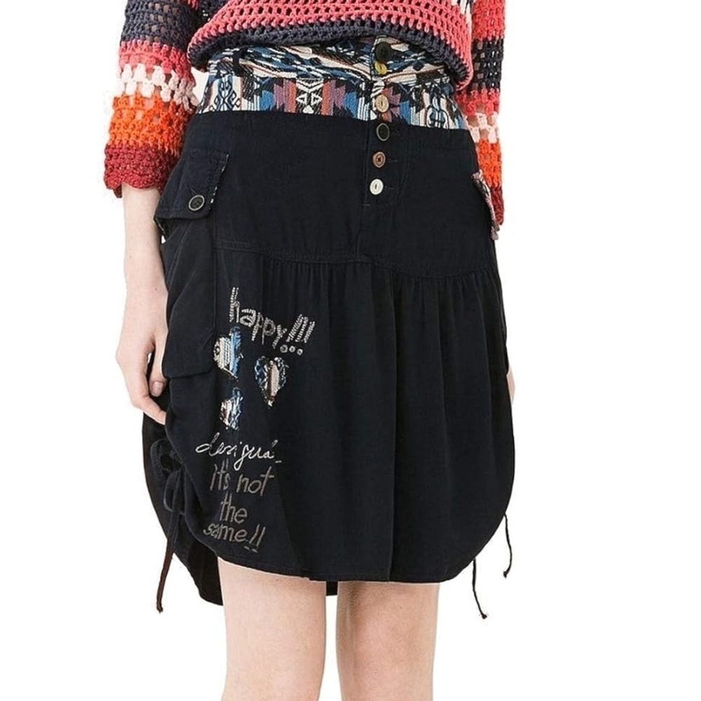 Desigual Aire Drawstring Side Skirt Size 40/M